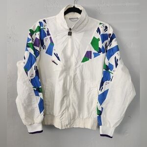 Vintage Retro World Cup 90s Era Zip Up White Windbreaker Large